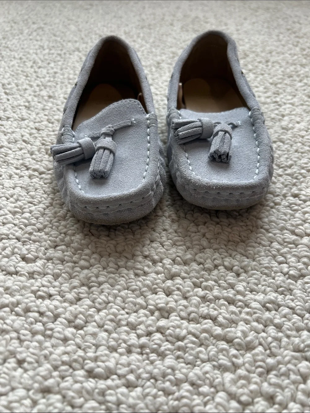 Janie and Jack Light Gray Suede Tassel Moccasins